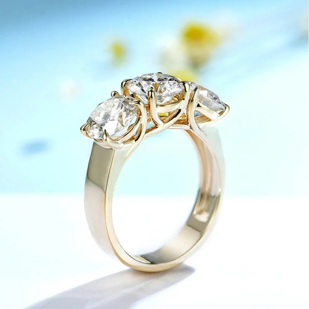 Certified 6ct. t.w. Moissanite Diamond 3 Stone Wedding Engagement Ring NEW
